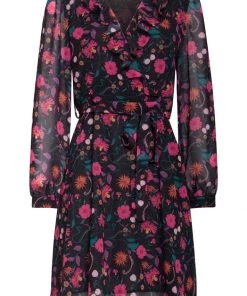 Smashed Lemon Dahlia 70's Dress Black