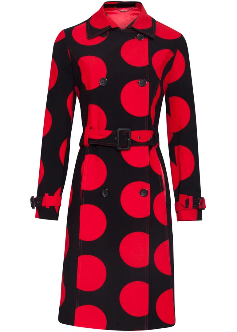 Smashed Lemon Polk My Dot 60's Trenchcoat Jas Black Red
