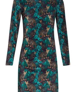 Smashed Lemon Cerval Cat 60's Pencil Dress Black New In