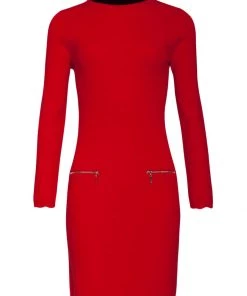 New In Smashed Lemon Olivia Retro Knitted 70's Dress Red