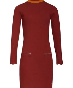 New In Smashed Lemon Olivia Retro Knitted 70's Dress Cognac