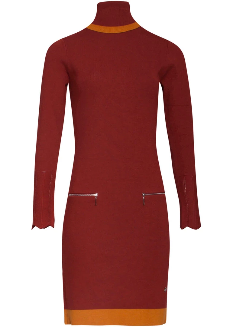 New In Smashed Lemon Olivia Retro Knitted 70's Dress Cognac