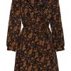 New In Smashed Lemon Fable Floral 70's Dress Black