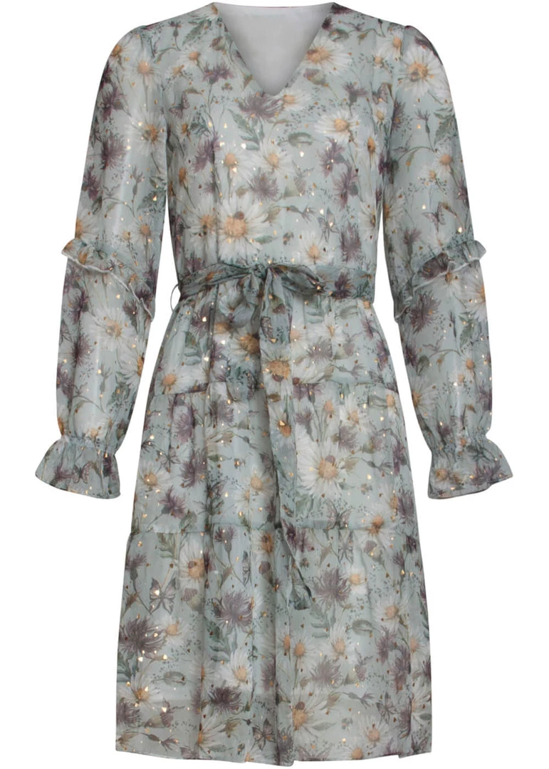 Smashed Lemon Sparkling Daisy 60's Dress Green New In