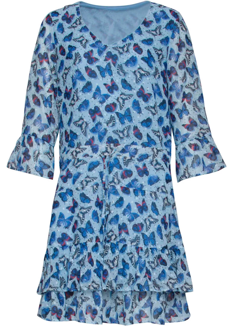 Smashed Lemon Butterfly Bohemian 60's A-Line Dress Blue New In