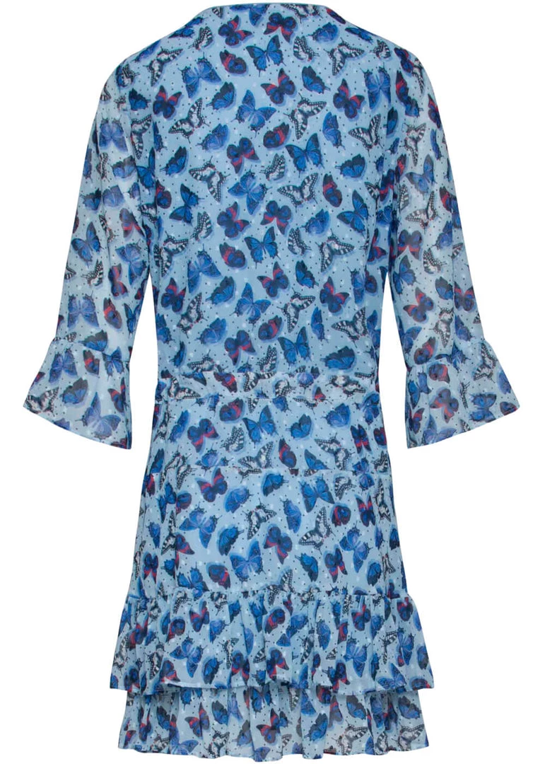 Smashed Lemon Butterfly Bohemian 60's A-Line Dress Blue New In