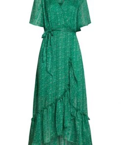 Smashed Lemon Green Fairy 70's Maxi Dress Green