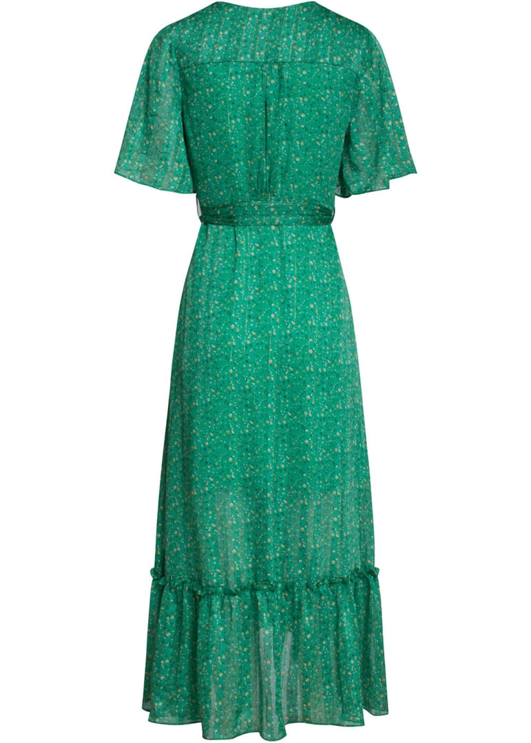 Smashed Lemon Green Fairy 70's Maxi Dress Green