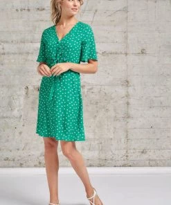 New In Smashed Lemon Sing Your Heart 60's A-Line Dress Green