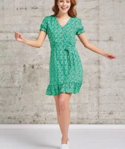 New In Smashed Lemon Dearest Daisy 60's A-Line Dress Green