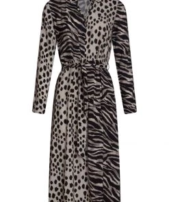 Smashed Lemon Mixed Safari 70's Dress Beige New In