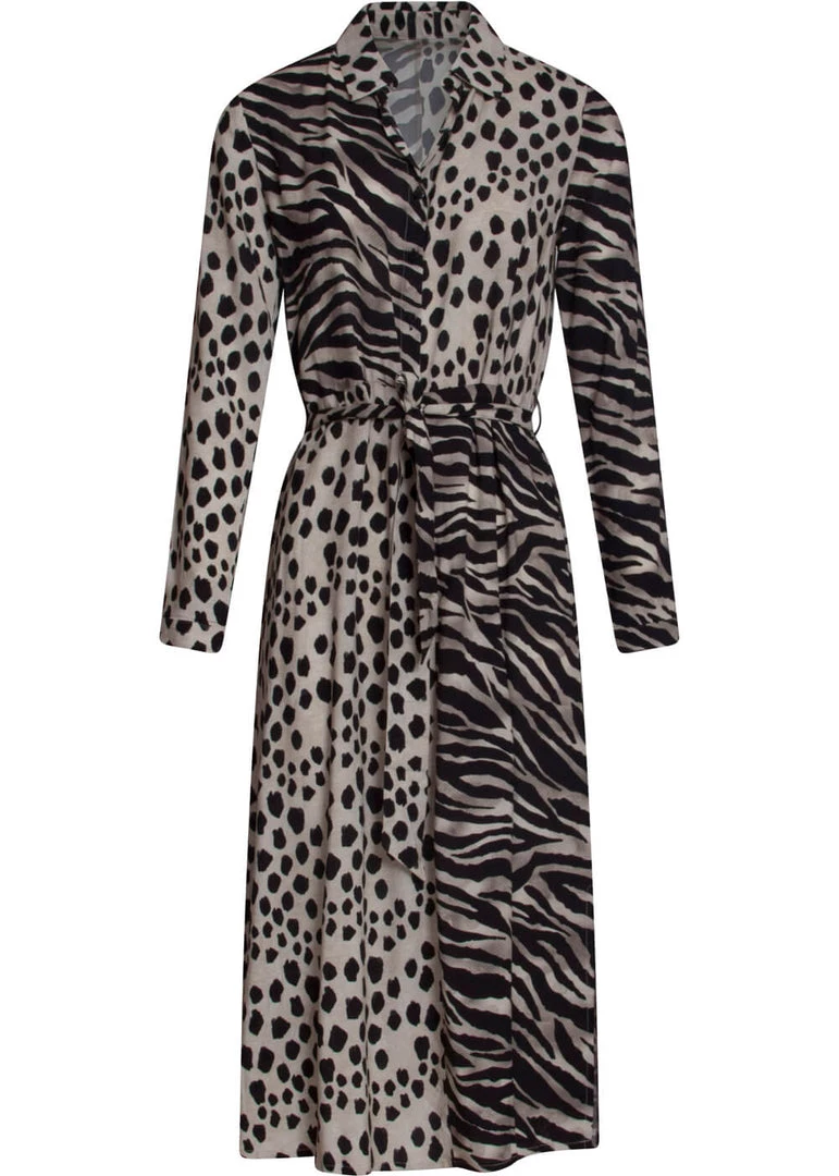 Smashed Lemon Mixed Safari 70's Dress Beige New In