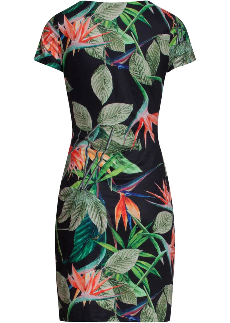 Smashed Lemon Paradise Flower 60's Pencil Dress Black