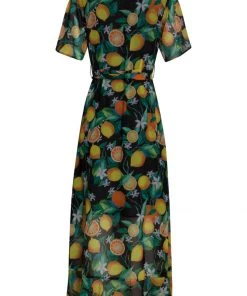 Smashed Lemon Life Gives Lemons 70's Maxi Dress Black New In