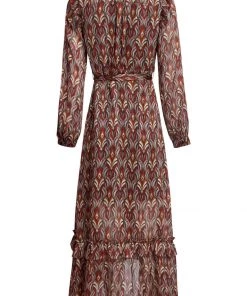 Smashed Lemon Autumn Trance 70's Maxi Dress Brown Red
