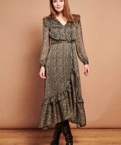 New In Smashed Lemon Esmeralda 70's Maxi Dress Black Pink