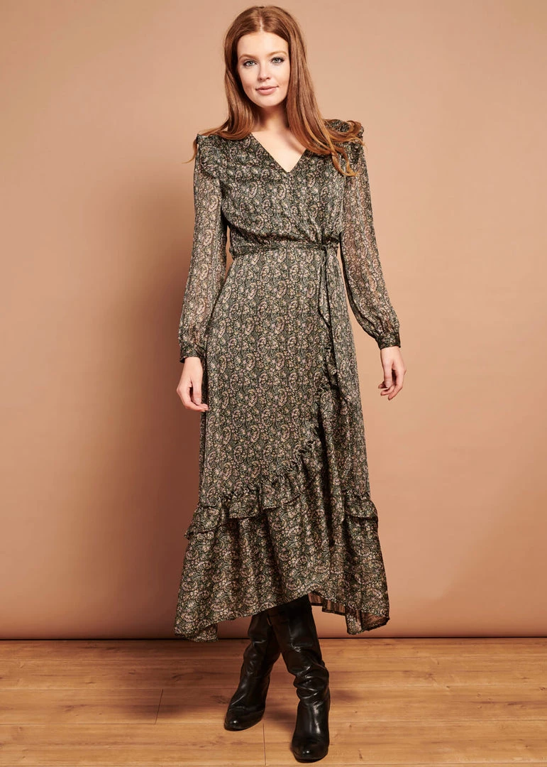 New In Smashed Lemon Esmeralda 70's Maxi Dress Black Pink