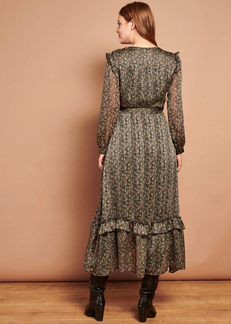 New In Smashed Lemon Esmeralda 70's Maxi Dress Black Pink