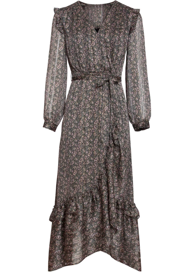 New In Smashed Lemon Esmeralda 70's Maxi Dress Black Pink