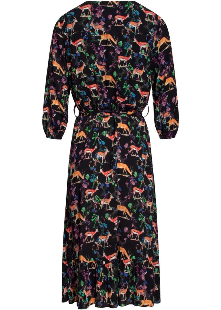 Smashed Lemon Forest Deer 70's A-Line Dress Multi New In