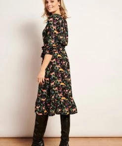 Smashed Lemon Forest Deer 70's A-Line Dress Multi New In