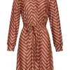 New In Smashed Lemon Retro Wave 70's A-Line Dress Sand Brown