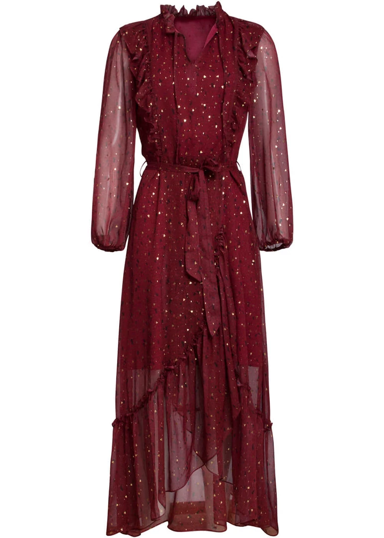 New In Smashed Lemon Festive Feast 70's Maxi Dress Red Black