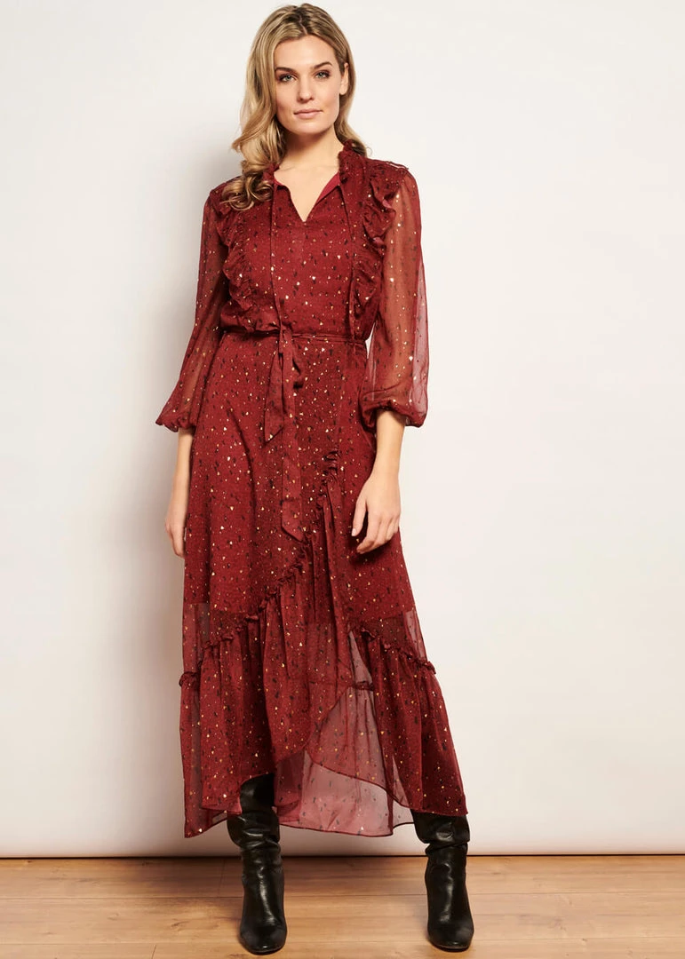 New In Smashed Lemon Festive Feast 70's Maxi Dress Red Black