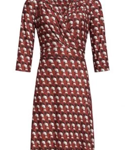 New In Smashed Lemon Crowned Crane Bird 60's A-Line Dress Cognac