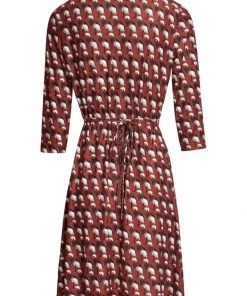 New In Smashed Lemon Crowned Crane Bird 60's A-Line Dress Cognac