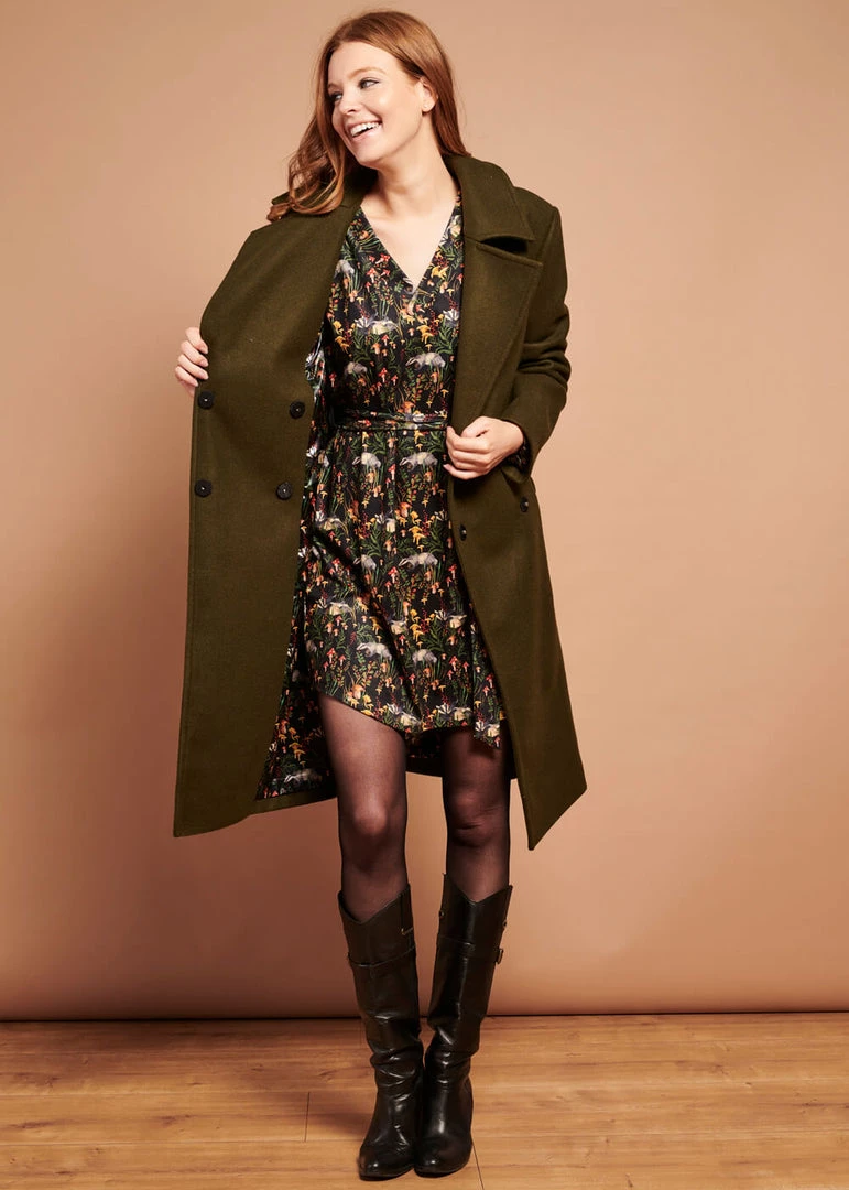 Smashed Lemon Fierce For Days 70's Coat Olive Green