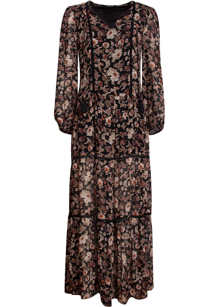 Smashed Lemon Bohemian Love 70's Maxi Dress Black Brown New In