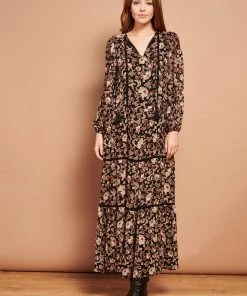 Smashed Lemon Bohemian Love 70's Maxi Dress Black Brown New In