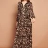 Smashed Lemon Bohemian Love 70's Maxi Dress Black Brown New In