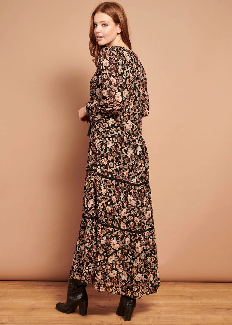 Smashed Lemon Bohemian Love 70's Maxi Dress Black Brown New In