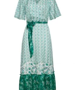 Smashed Lemon Paisley Goddess Maxi Dress Green New In