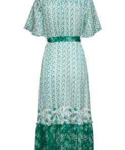 Smashed Lemon Paisley Goddess Maxi Dress Green New In