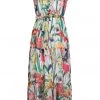 Smashed Lemon Tropical Flowers 70's Maxi Dress White New In