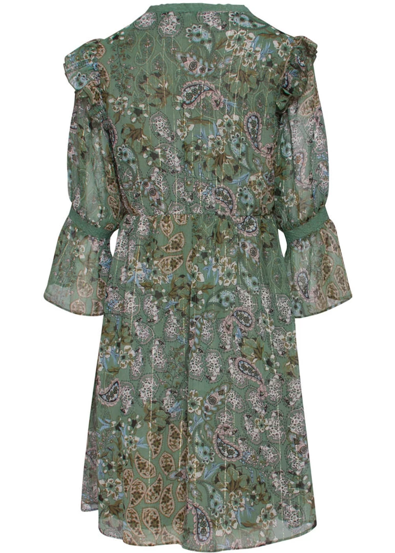 New In Smashed Lemon Indian Summer 70's Dress Green