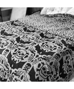 New In Sourpuss Spooky Damask Blanket Black