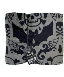 New In Sourpuss Spooky Damask Blanket Black