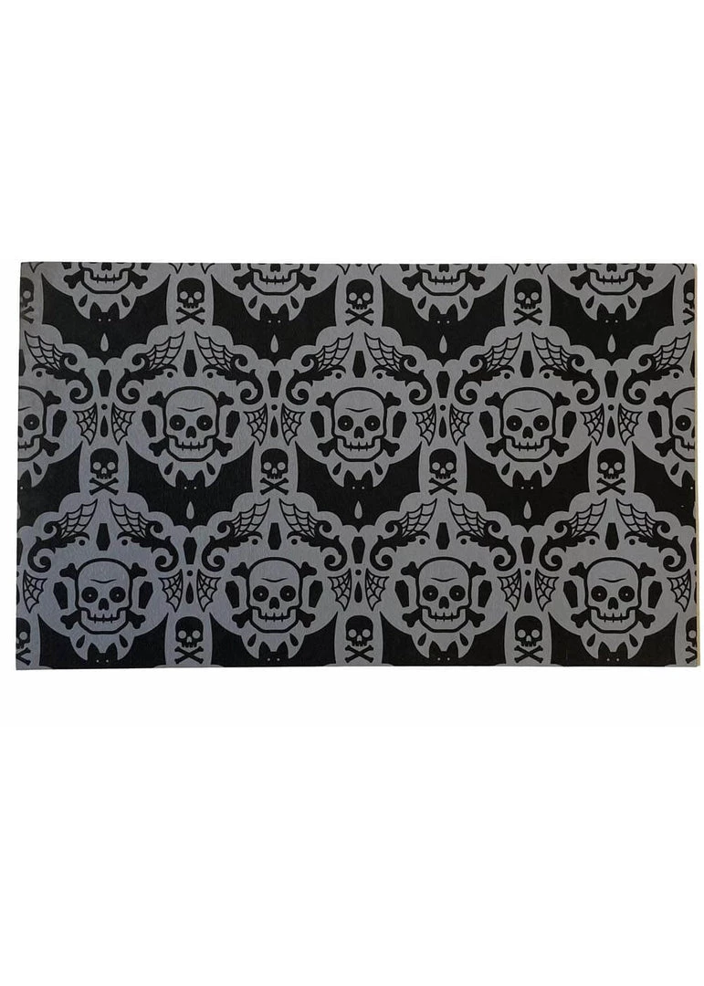 Sourpuss Spooky Damask Doormat Black New In
