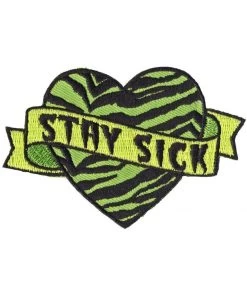New In Sourpuss Stay Sick Heart Patch Green