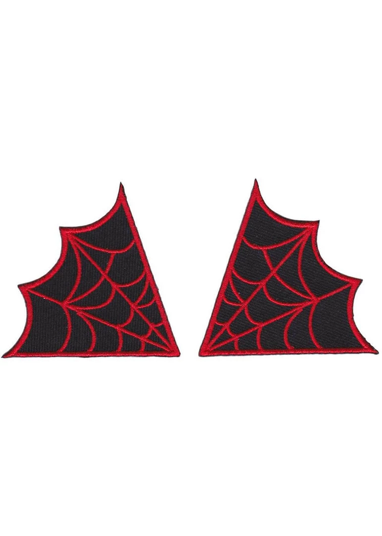 Sourpuss Spiderweb Collar Patch Set Red New In