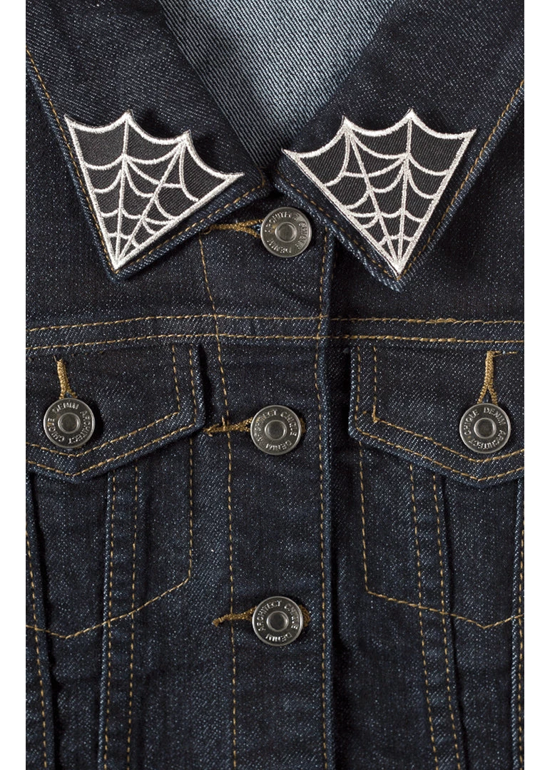 Sourpuss Spiderweb Collar Patch Set Silver