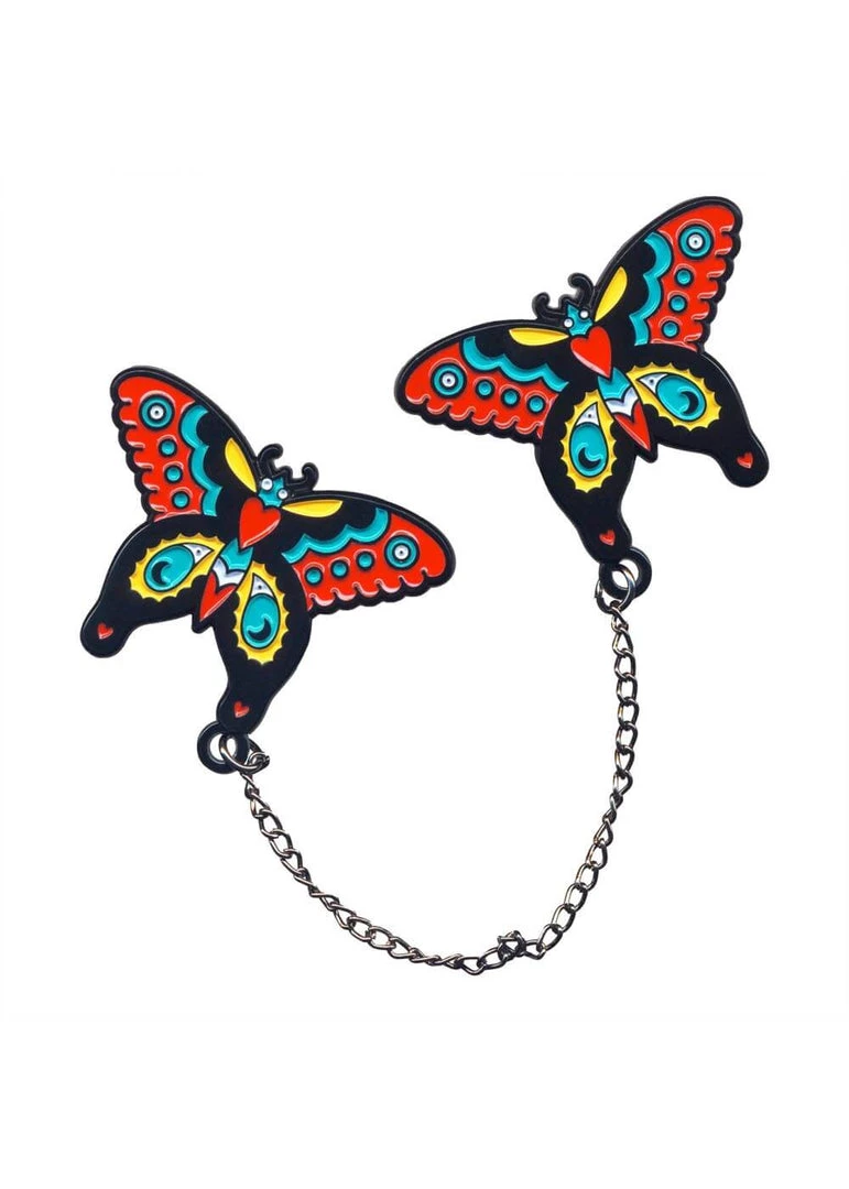 Sourpuss Butterfly Enamel Pin Set Multicolour