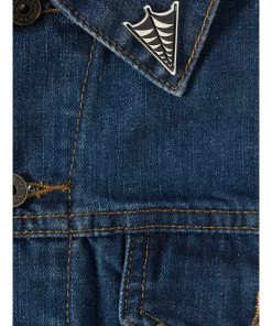 Sourpuss Spiderweb Enamel Pin Silver Black