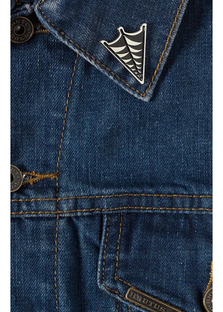 Sourpuss Spiderweb Enamel Pin Silver Black