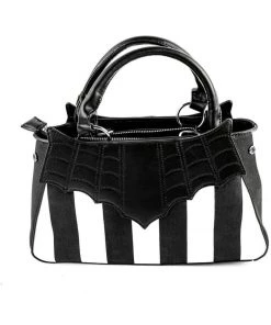 New In Sourpuss Locked Out Striped Bag Black White