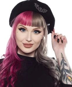 Sourpuss Creepy Beret Black New In
